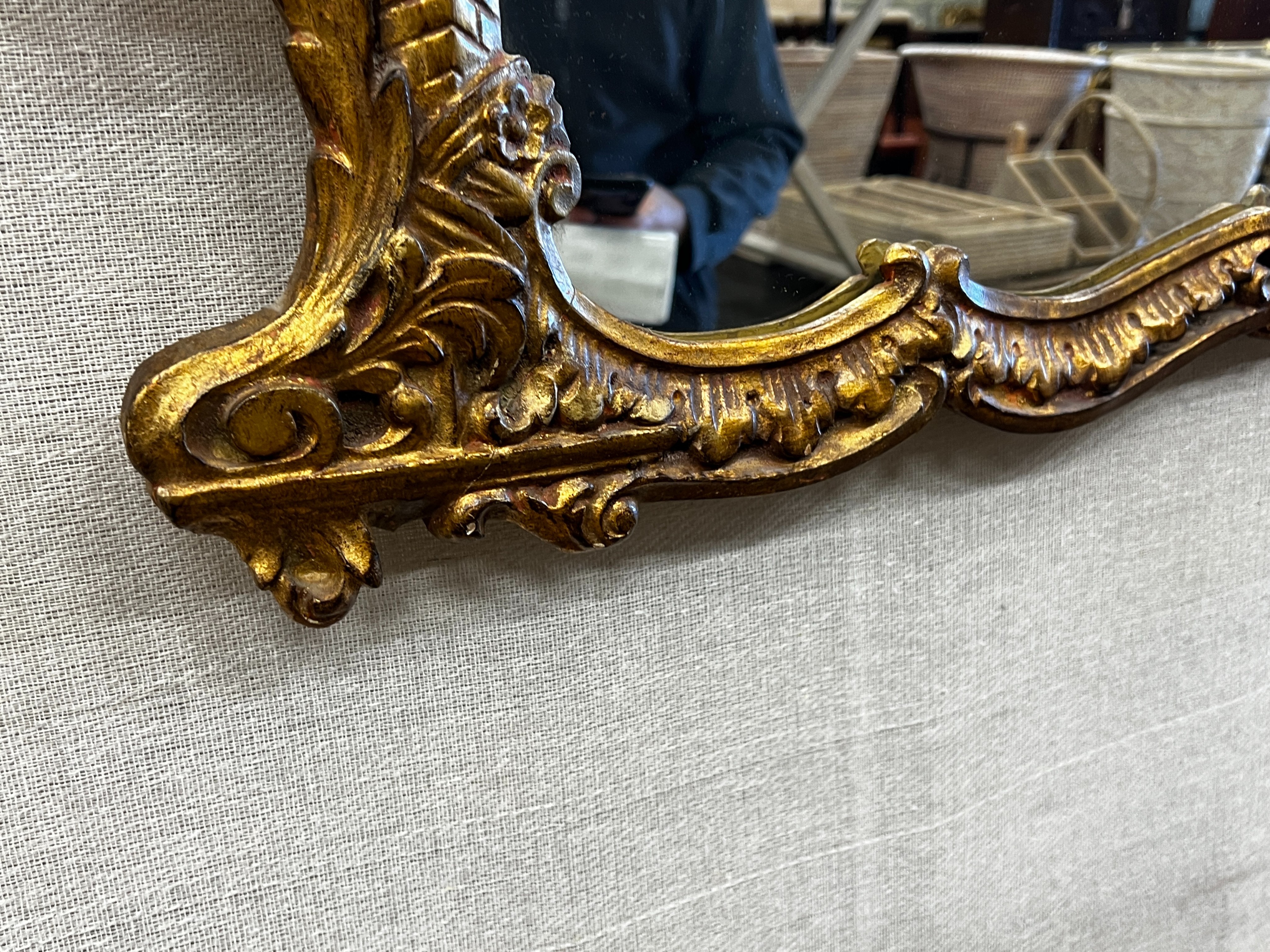 A Chinese Chippendale style giltwood framed and composition rectangular wall mirror, width 116cm, height 99cm